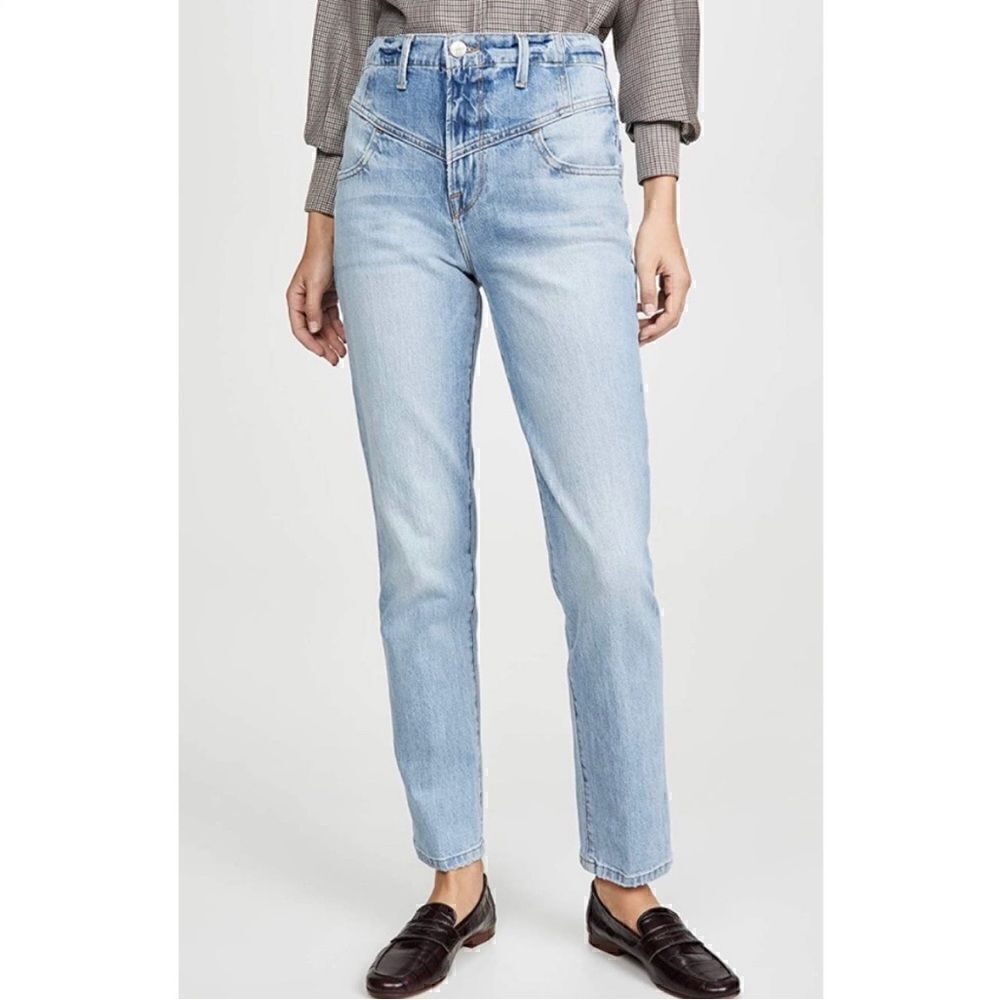 Frame V Yoke straight leg jeans in Bianca
